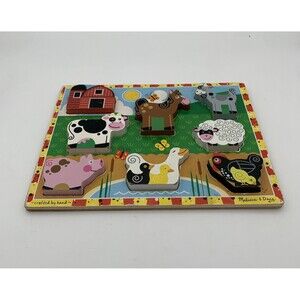 Melissa and Doug Fresh Start FARM ANIMALS Chunky Thick Wood Puzzle 12" x 9"